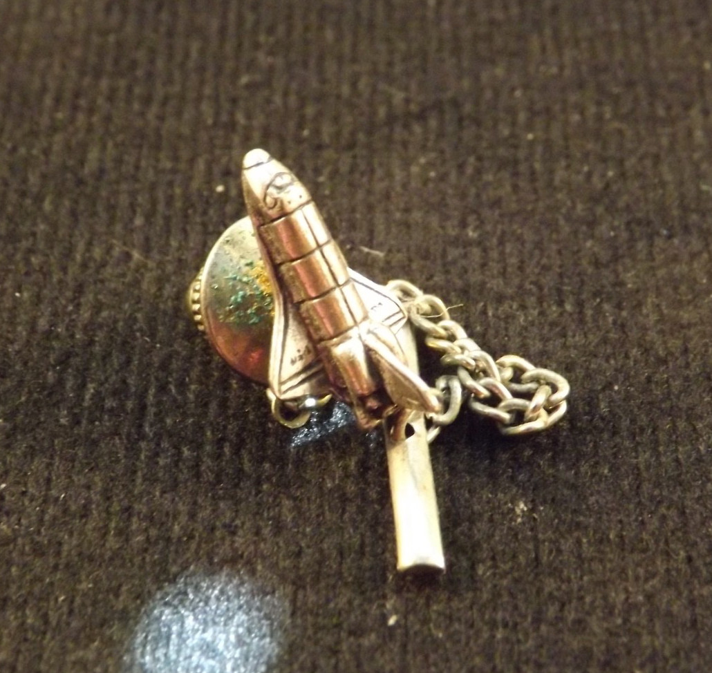 Vintage NASA Space Shuttle Lapel Pin Tie Tack Marked Sterling Silver Vintage