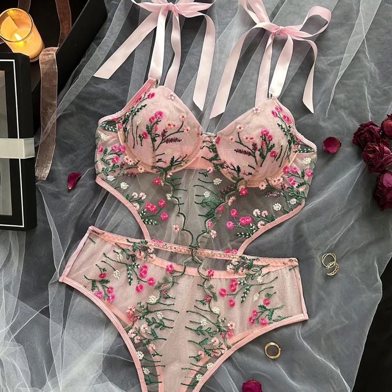 Floral Lace Bra Set Underwire Adjustable Strap Women Push Up Support Lingerie