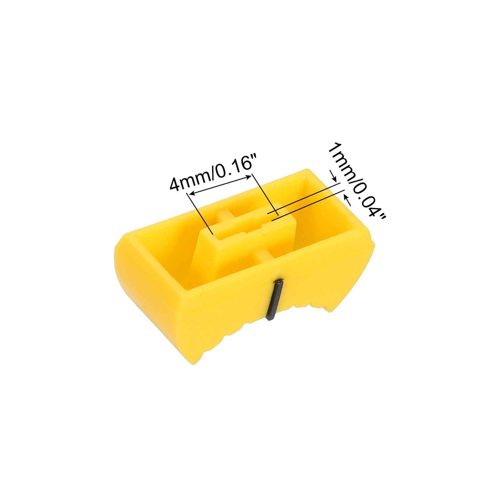 Straight Slide Potentiometer Knob 4x1mm/0.16x0.04 Inch Black Yellow Pack of 30