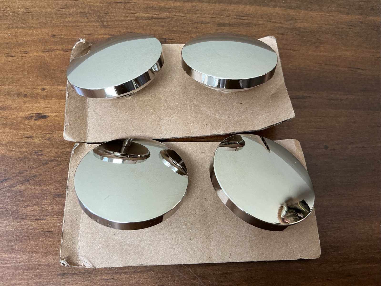 Pottery Barn Standard Endcap Finials S/4 Polished Nickel 1.25" NEW NOB