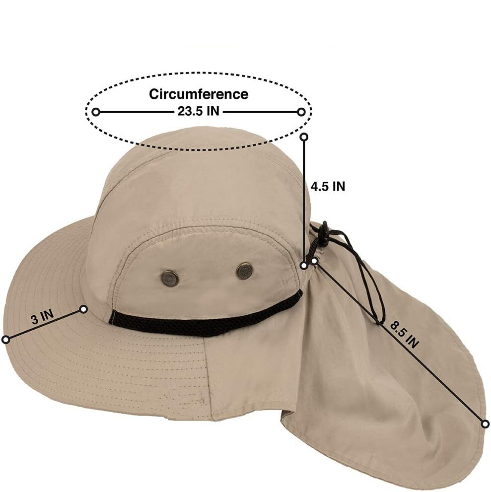 Boonie Snap Hat 100% Cotton Outdoor Wide Brim Neck Flap Cover Sun Bucket Hats