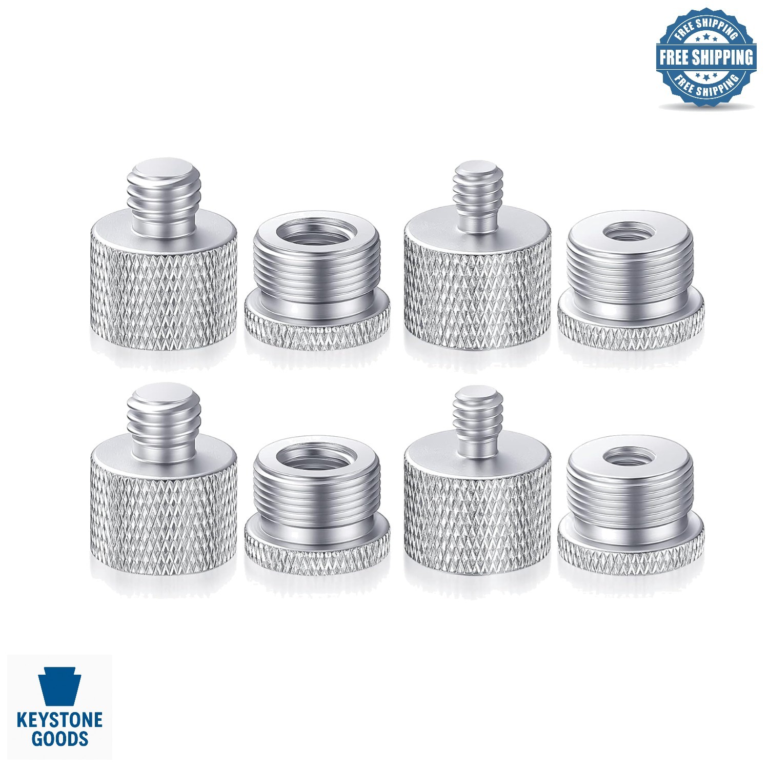 8Pcs Silver Microphone Thread Adapter Set for Universal Compatibility