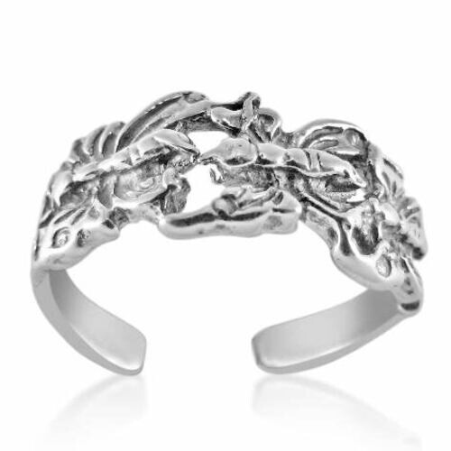 Three Butterfly Toe Ring Genuine Solid Sterling Silver 925 Size Adjustable