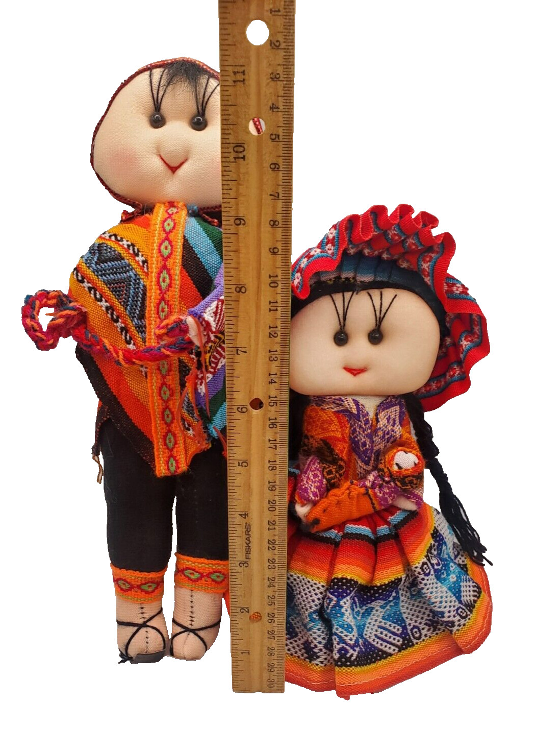 2 Colorful Peruvian Doll Handmade Lady