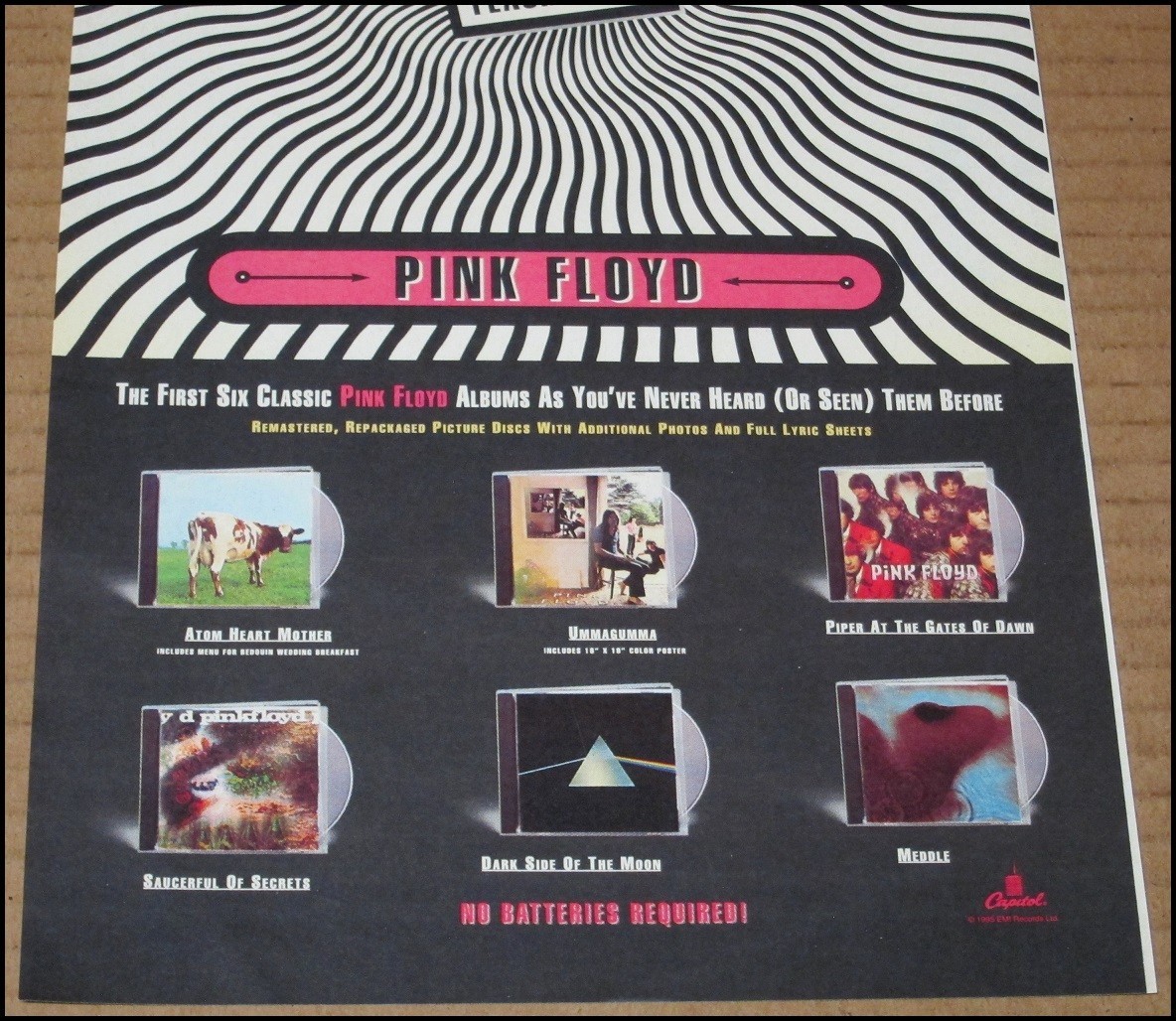 1995 Pink Floyd Print Ad Album Advertisement 7"x12" The Dark Side of the Moon