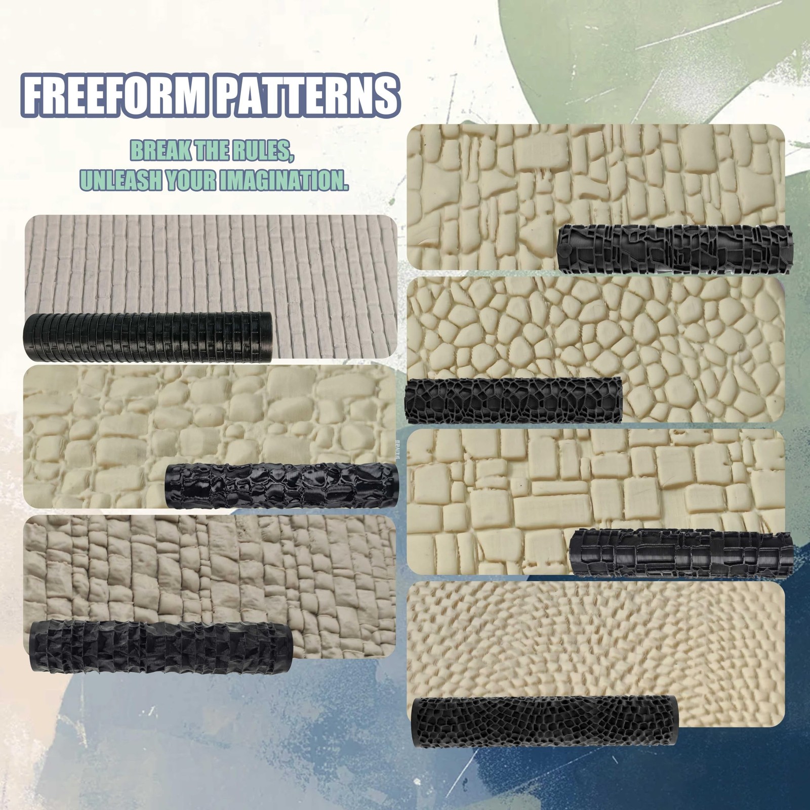 Texture Roller Set – 7-Pattern 3D-Printed Miniature Terrain Rollers for Cl