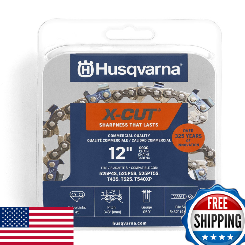 Husqvarna X-Cut S93G 12 Inch Chainsaw Chain 3/8 Mini Pitch .050 Gauge 45 Drive