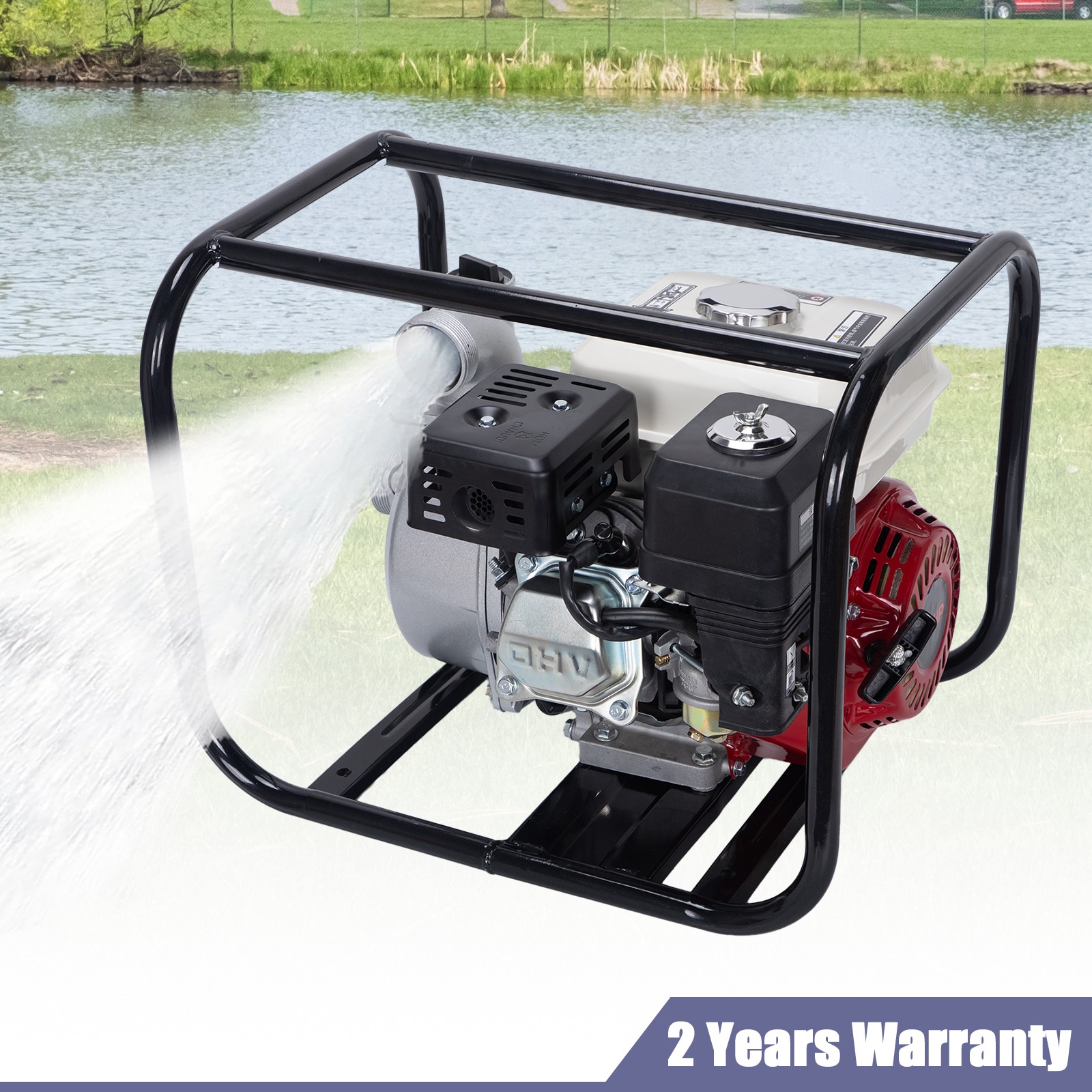 NEW 4 Stroke 6.5HP Gasoline Water Pump 2" Portable Gas-Powered Semi-Trash Water