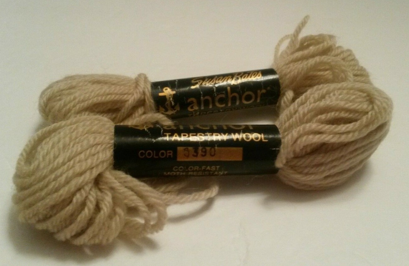 Lot of 2 Susan Bates Anchor 0390 Color-Fast Moth Resistant 15yds virgin wool