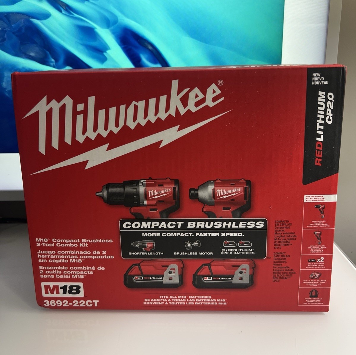 Milwaukee M18 3692-22CT  Compact Brushless Drill Driver Kit 🆕 FREE SHIPPING