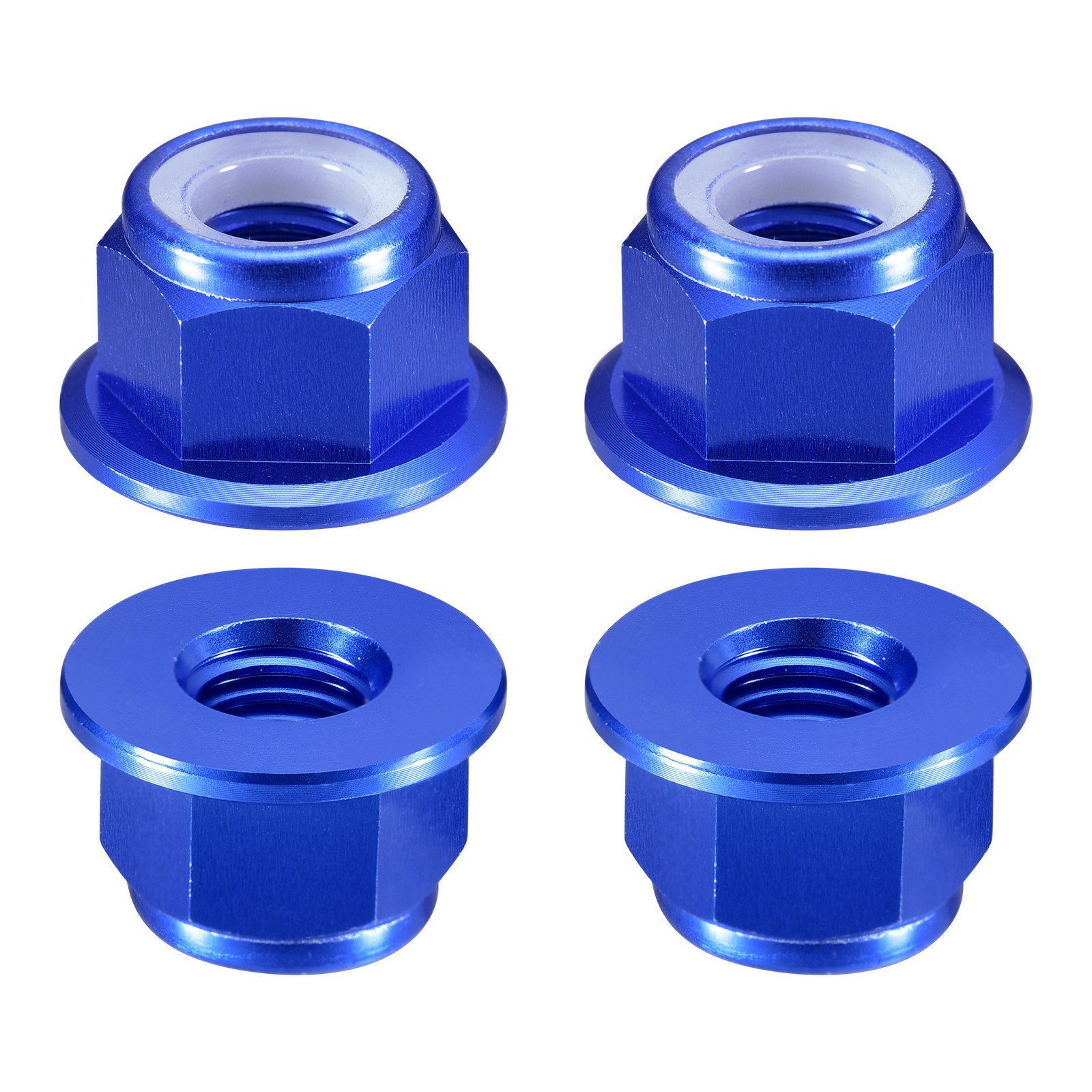 Nylon Insert Hex Lock Nuts, 4pcs - M8x1.25mm Self-Locking Nut(Sapphire Blue)