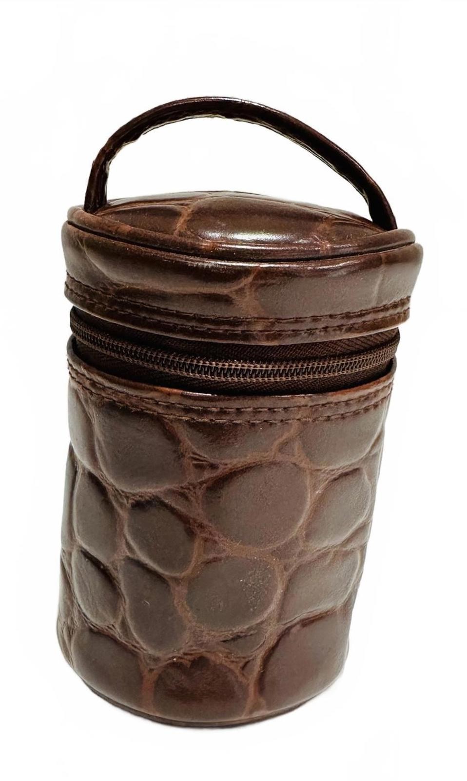 VTG 90's Ralph Lauren Brown Croc-Embossed Faux Leather Luggage Accessory Bag