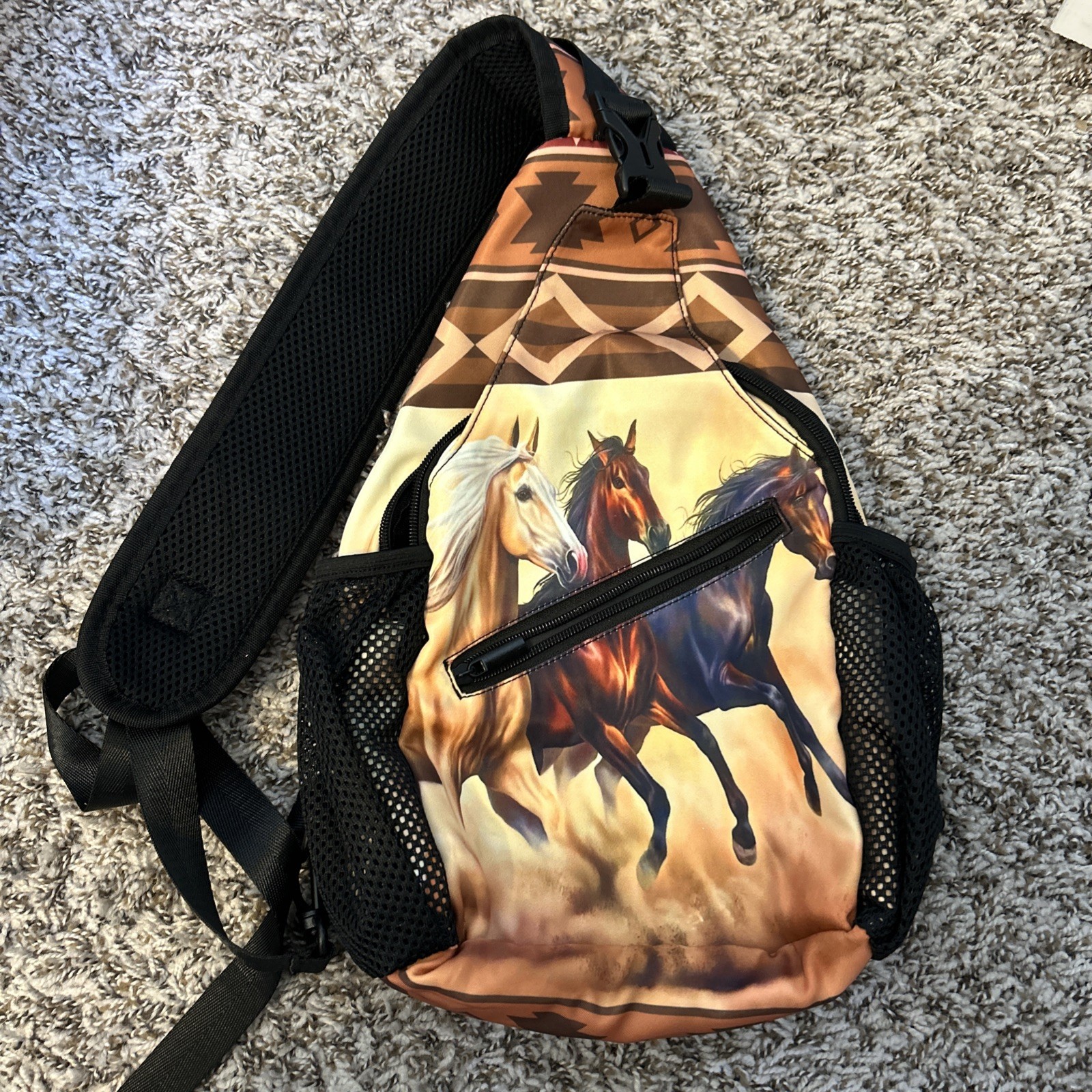 Horse Sling Crossbody Backpack Stallion Western Bag Rodeo