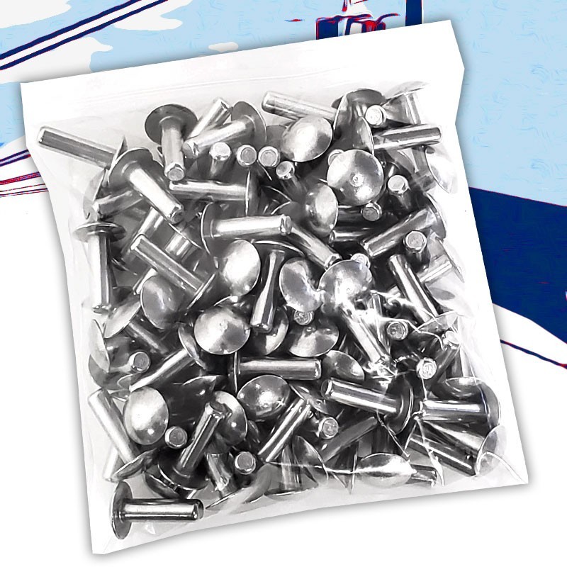 100x L/22mm 1/4" Dia Alu Brazier Head Solid Rivet Fastener Hard Trailer Repair