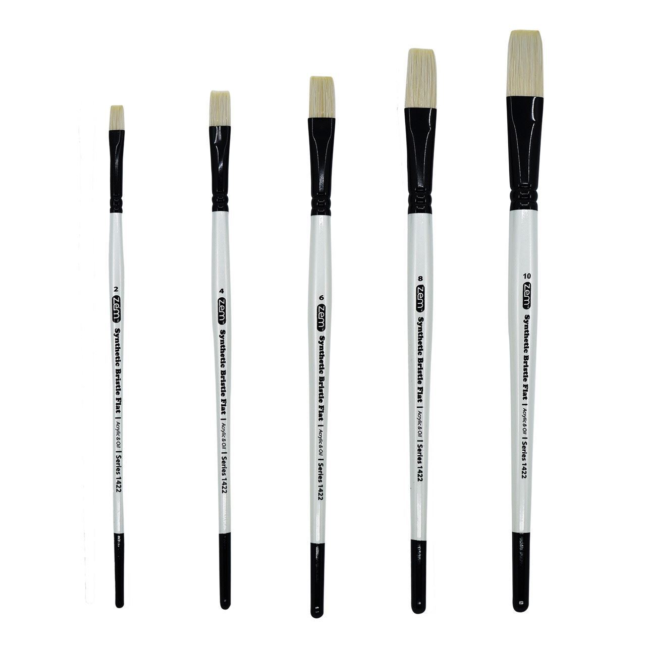 AS-234 White Bristle Synthetic Flats Brush Set 5 pcs