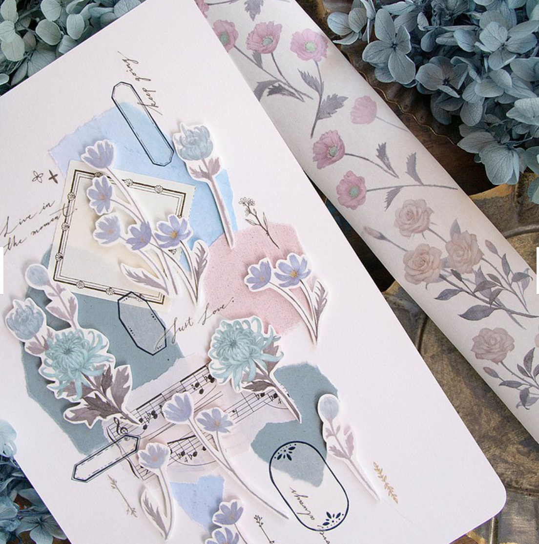 Loidesign "Azure" Azalea Rose Chrysanthemum Washi Tape SAMPLE LOOP