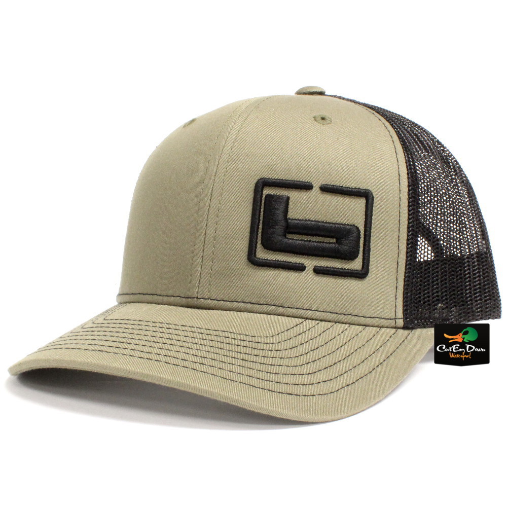 NEW BANDED GEAR TRUCKER CAP HAT LODEN BLACK W/ "b" SIDE LOGO ADJUSTABLE