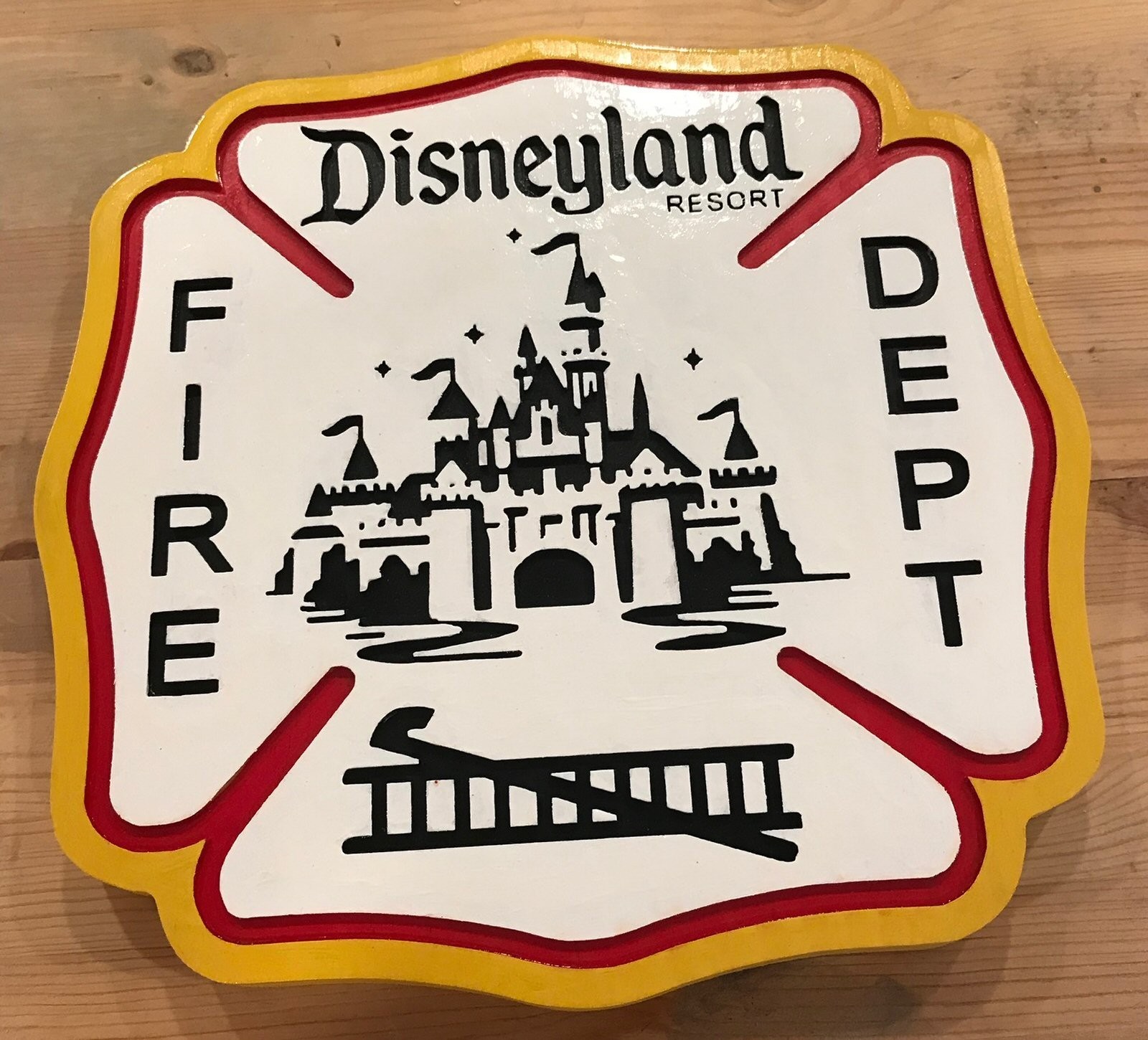 Fire Department Disneyland 3D routed wood patch palque sign award Custom