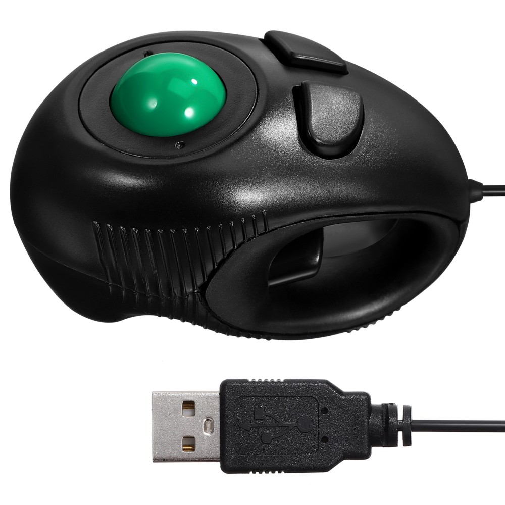 USB Mini Trackball Mouse Wired for Effortless Navigation Black