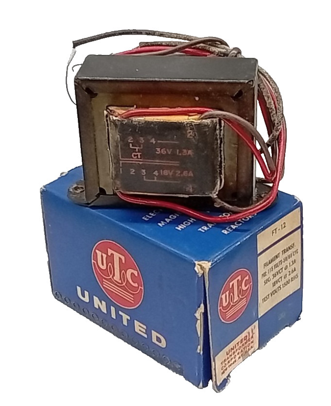 1 NOS  UTC FT - 12  Filament Transformer 115V - 36VCT @ 1.3A + 18VCT @ 2.6A