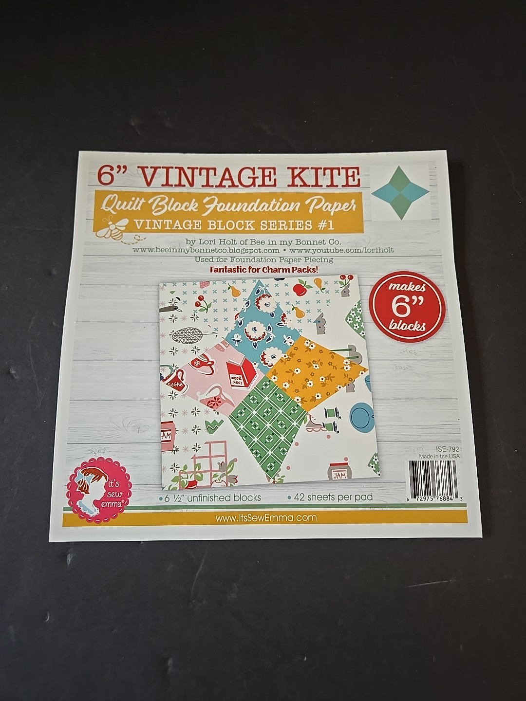 It's Sew Emma Ft. Lori Holt - 6" Vintage Kite Quilt Block Foundation Paper