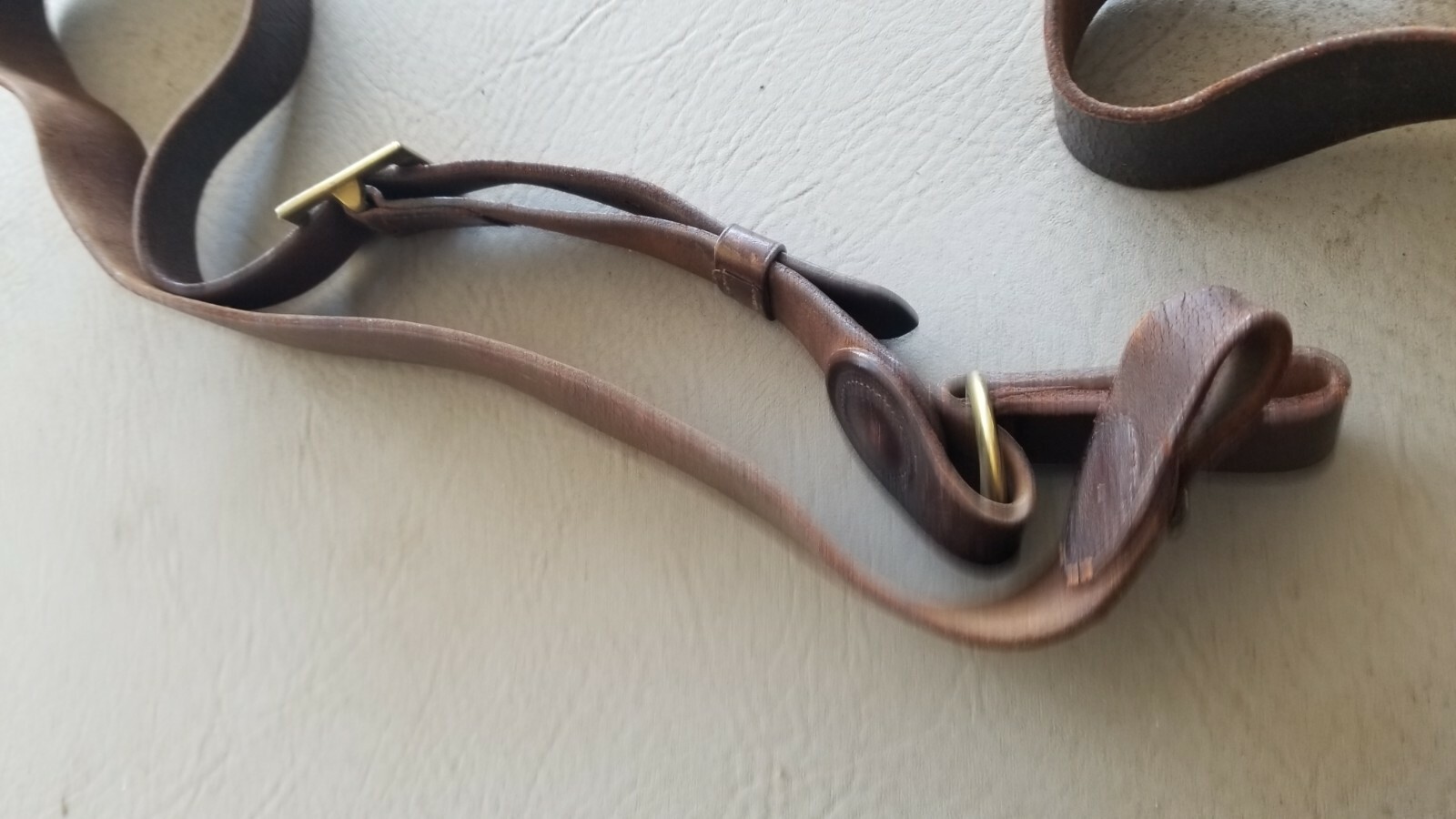 WWII UK Army Officer's Leather Brown Belt w/Shoulder Strap & Ammo case Pea Co