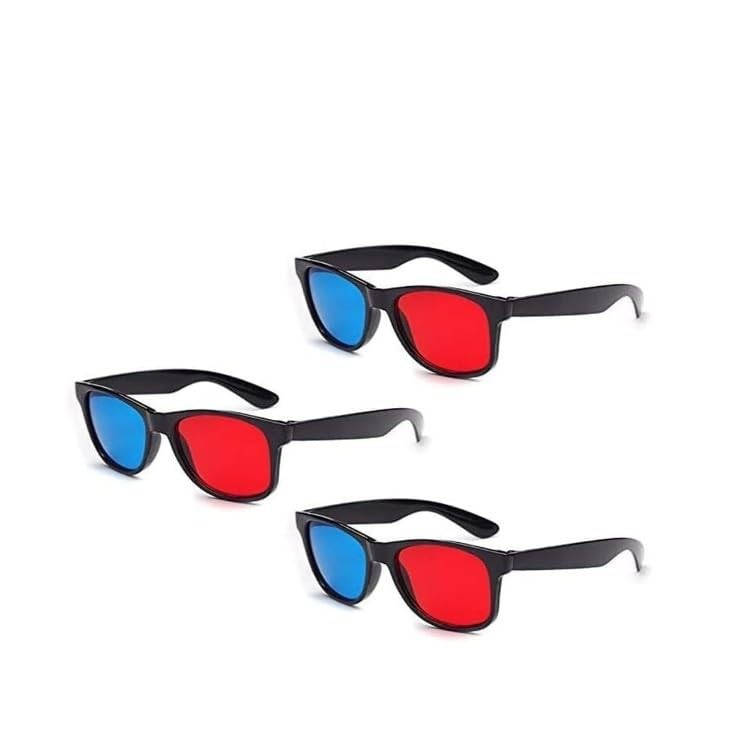 3Pcs Red and Blue 3D Glasses Universal TV Movie Dimensional Video Frame 3D...