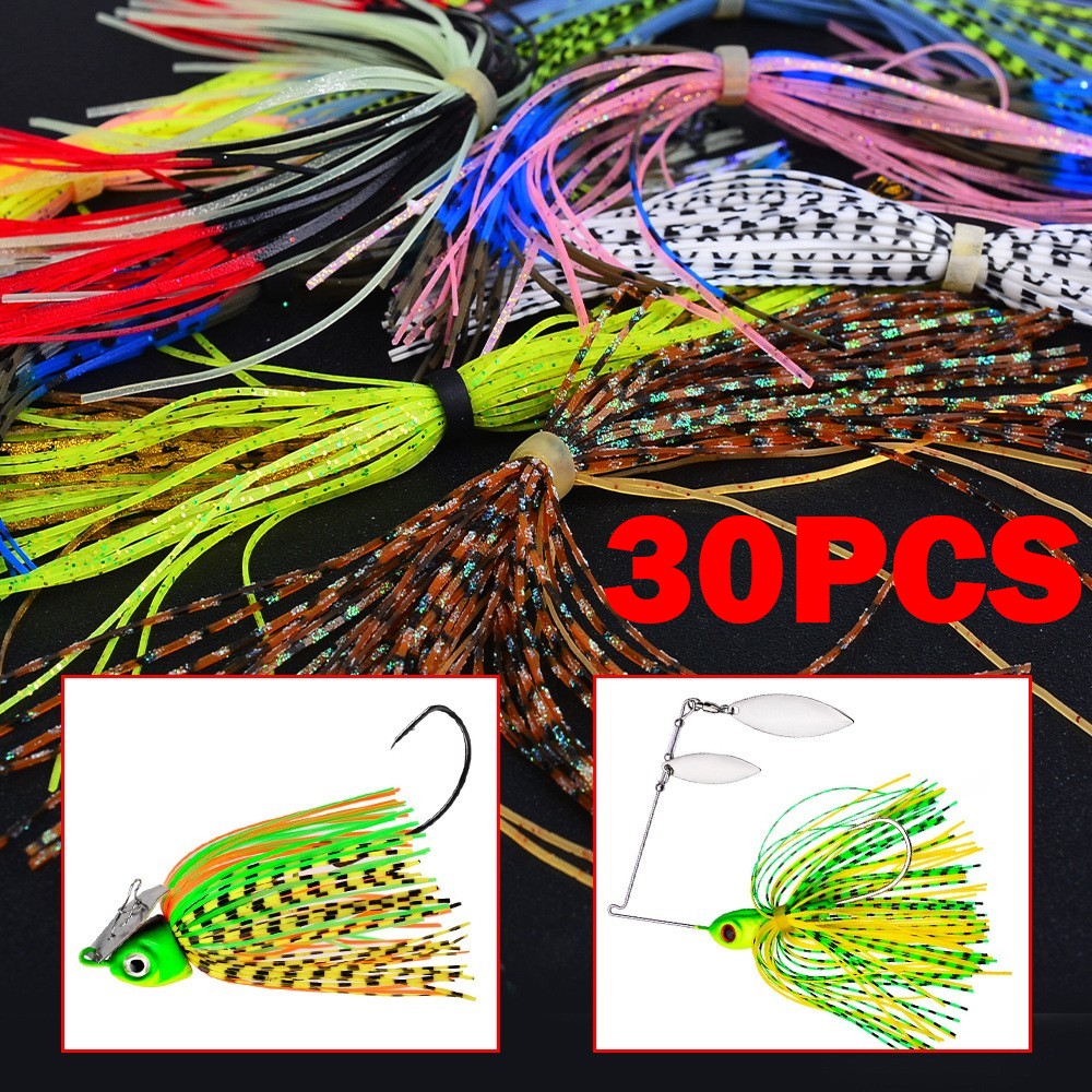 30 Bundles 50 Strands 5.1in Silicone Jig Skirts DIY Rubber Fishing Jig Lures NEW