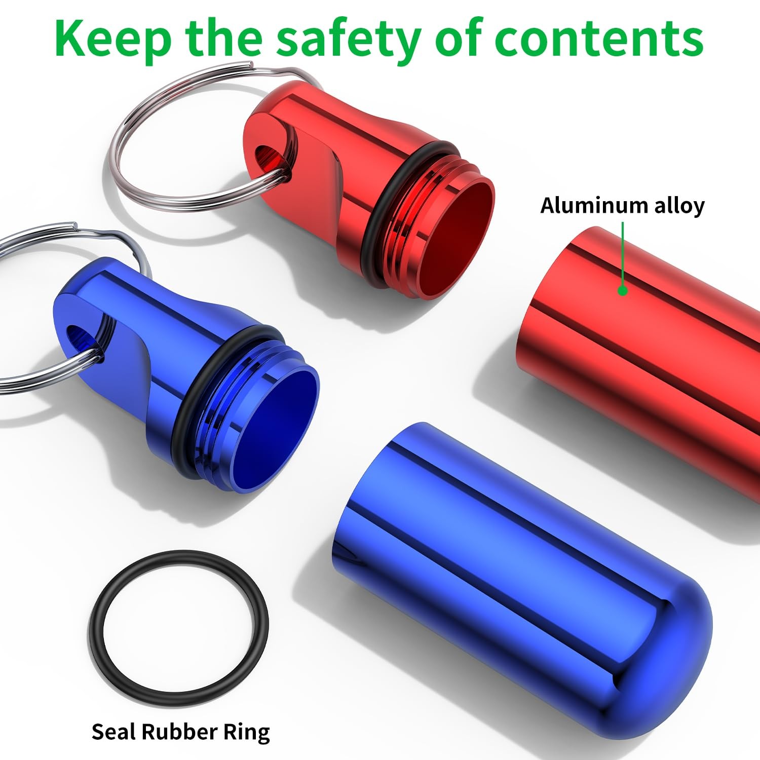 Urekt Small Pill Box Keychain, (4 Pack) Portable Keychain Multicolor