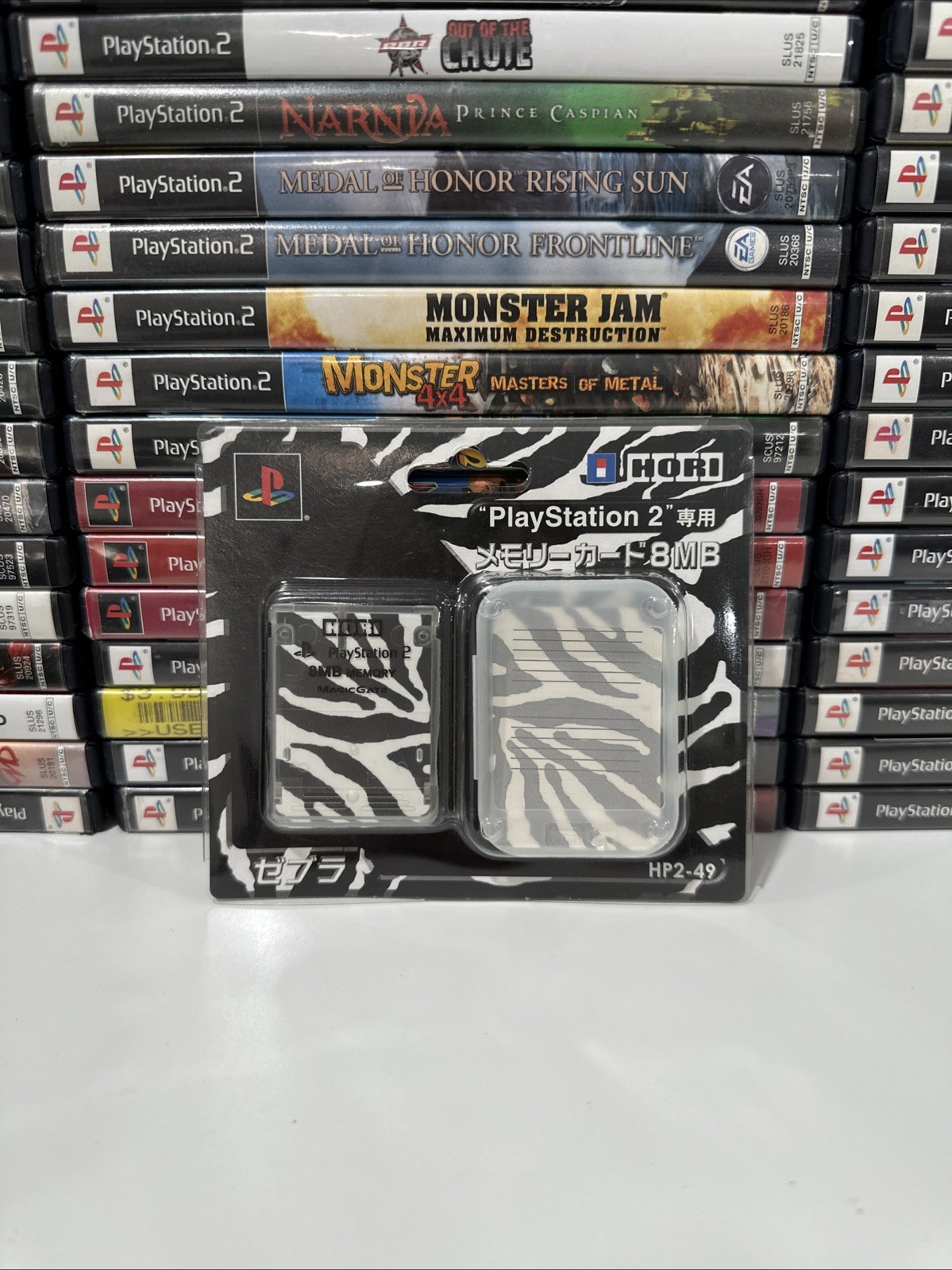 PS2 Memory Card 8MB HORI Zebra Black Playstation 2 BOXED