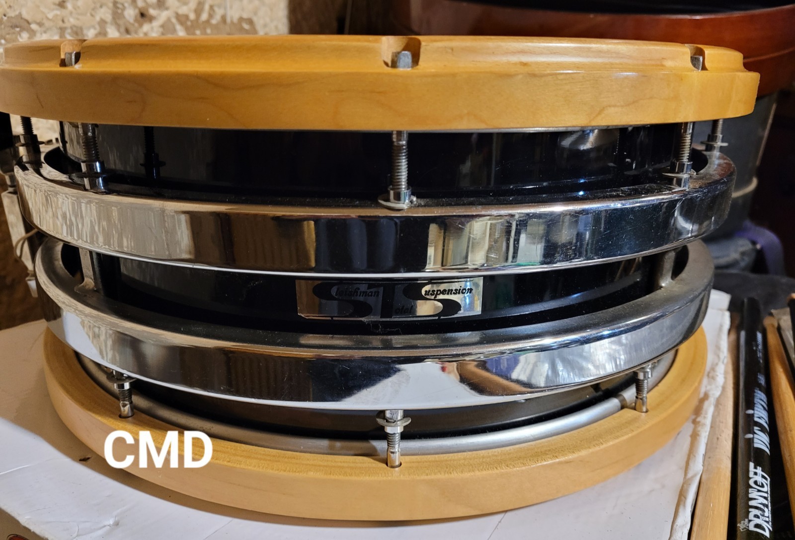 RARE SLEISHMAN TOTAL SUSPENSION STS 7X14 SNARE DRUM BLCK VINTAGE PROTO AUSTRALIA