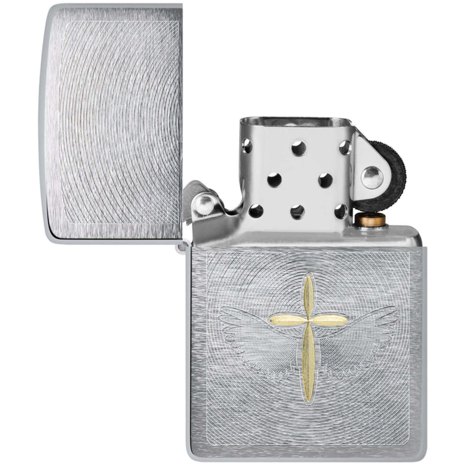 Zippo Windproof Pocket Lighter Angel Aura Design Brushed Chrome Metal 46479