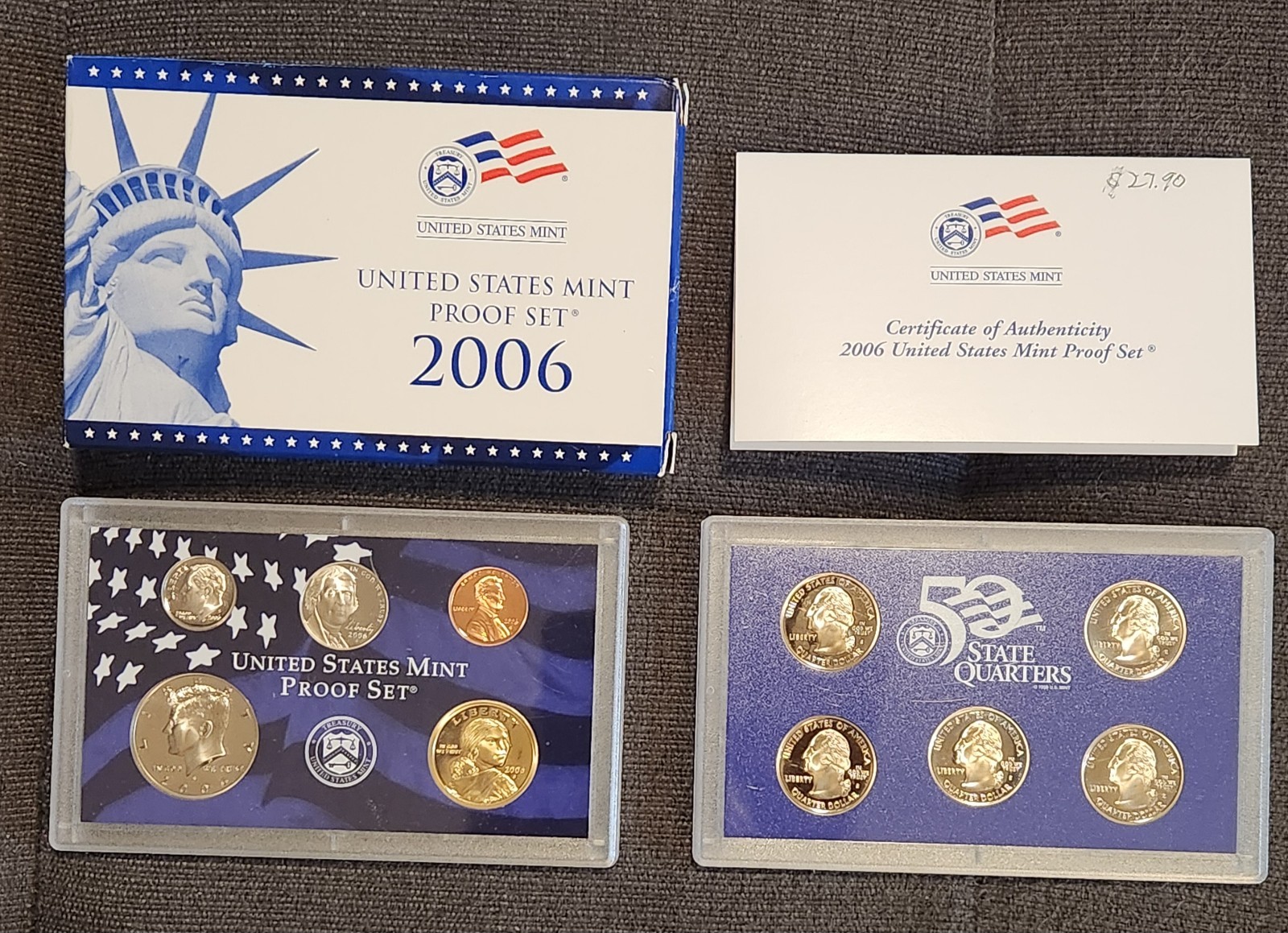 2006 United States Clad Mint Proof Set w/ Box & COA - no silver, 10 coins