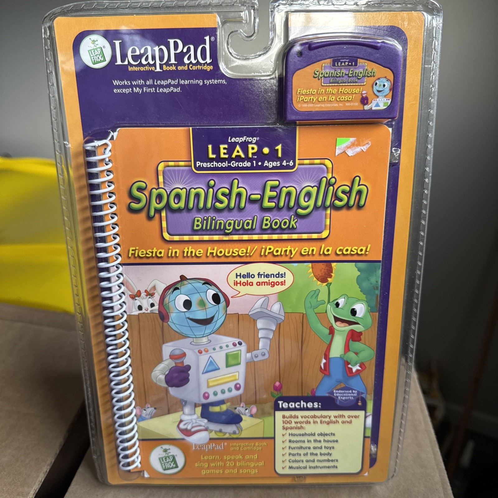 New LeapPad Fiesta In The House Spanish English Bilingual Book & Cartridge Game