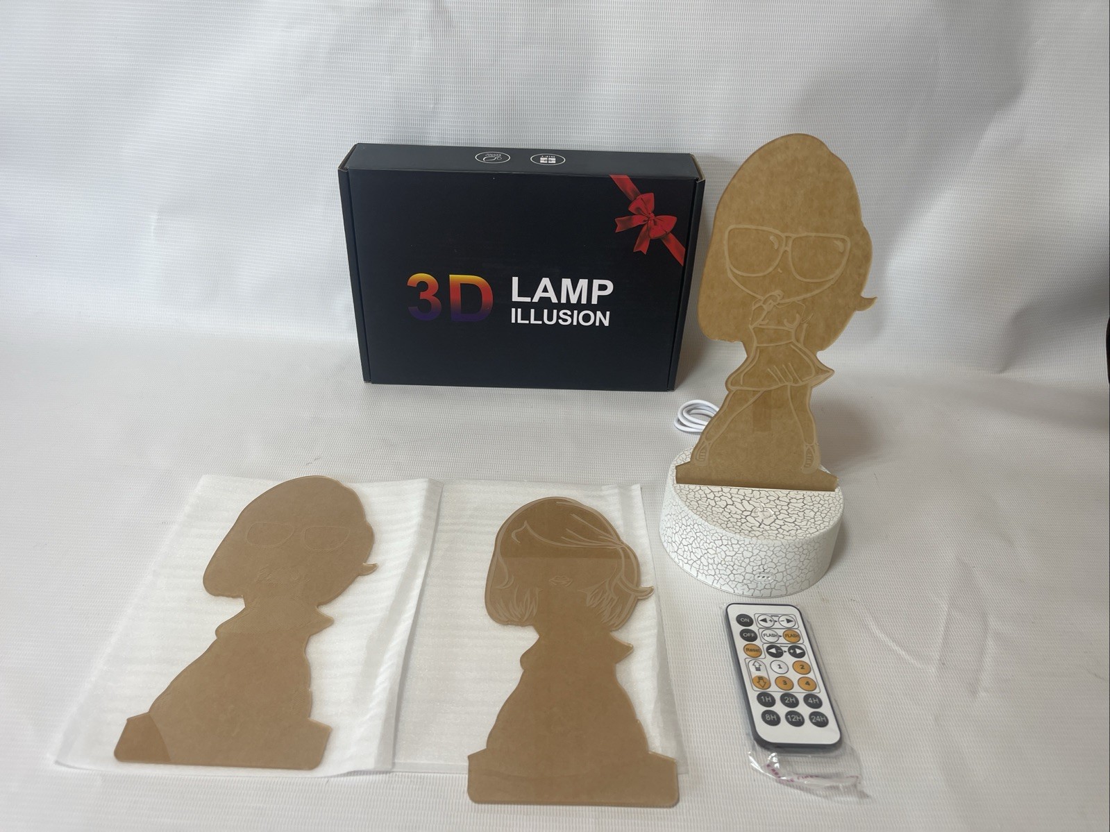 Girls 3D Illusion LED Night Light Lamp, 3 Different Girls, Battery Or USB Power