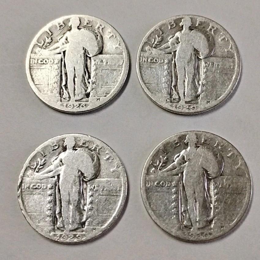 1925 P 1929 P 1929 D 1930 P Standing Liberty Quarters🔥90% Silver $1Face #SL2