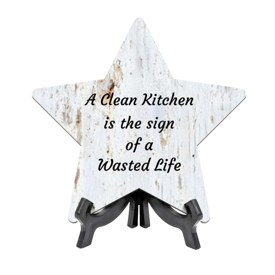 Cute & Funny Home Décor Star Shape Table Signs With Acrylic Stands (7.5” x 7.5”)