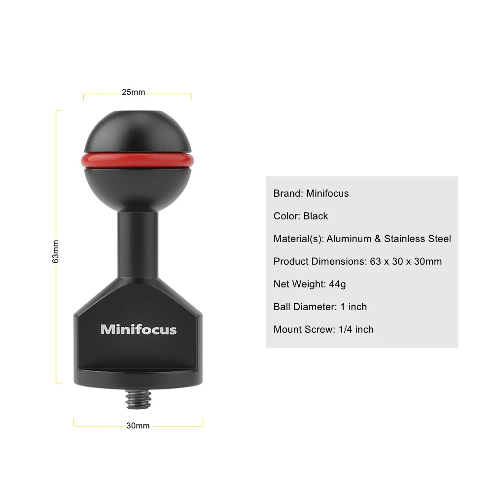 Diving Light Double Arm System Connector Dual 1 inch Ball Head for Camera Video