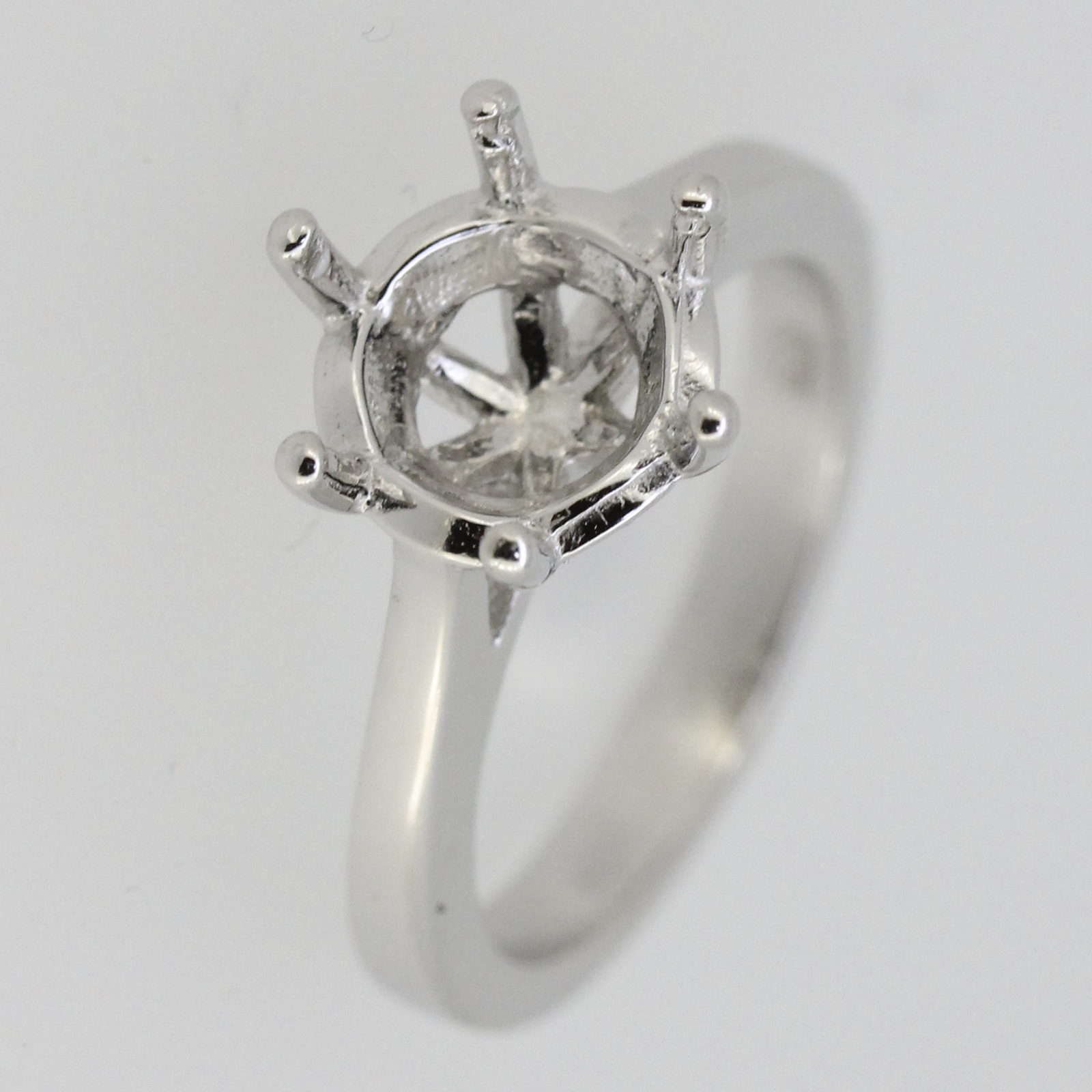 Sterling Silver Semi Mount Ring Setting Round RD 9x9mm Engagement
