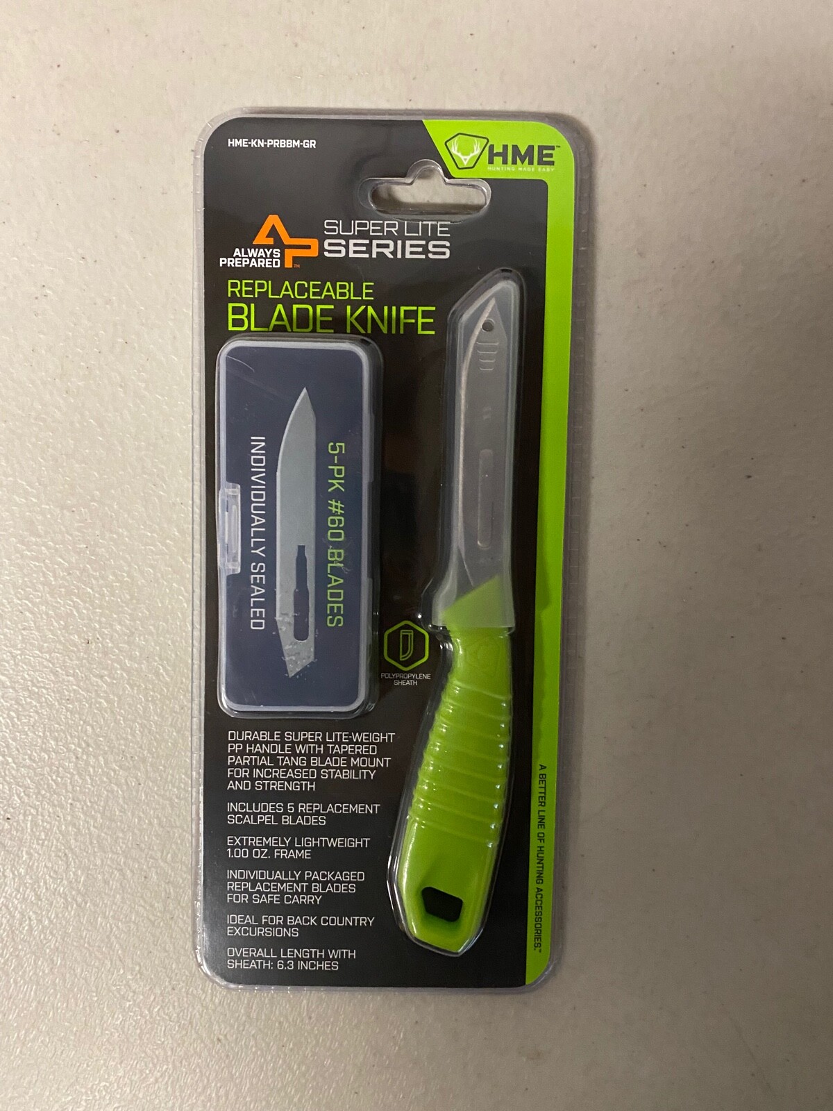 HME Knife with Replaceable Blade Green HME-KN-PRBBM-GR