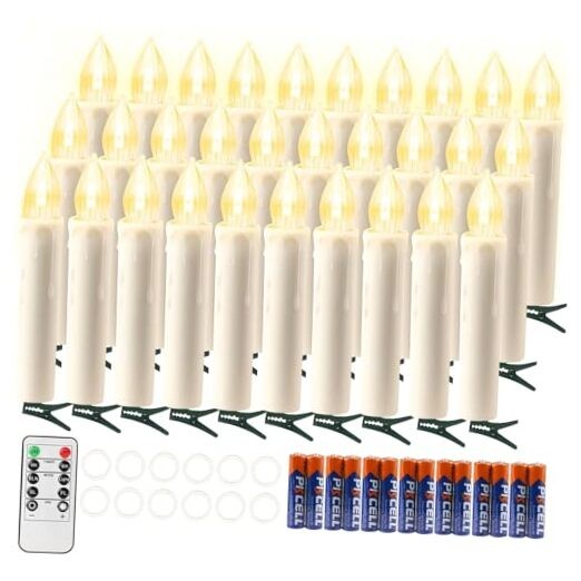 30 LED Candles with Batteries and Timer, 30 Pack | Warm White | Cordless
