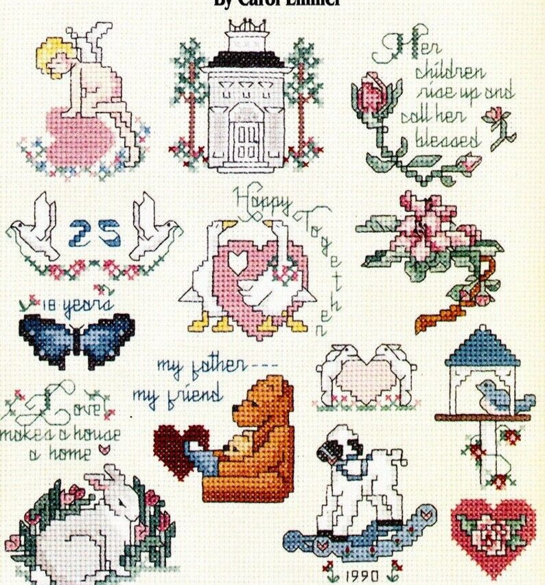 VTG 86 Moments To Cherish Mini Series #23 Cross Stitch Leisure Arts Carol Emmer