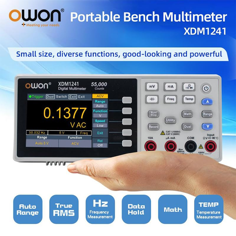 XDM1241 Mini Digital Multimeter with True RMS & LCD for Precision Testing