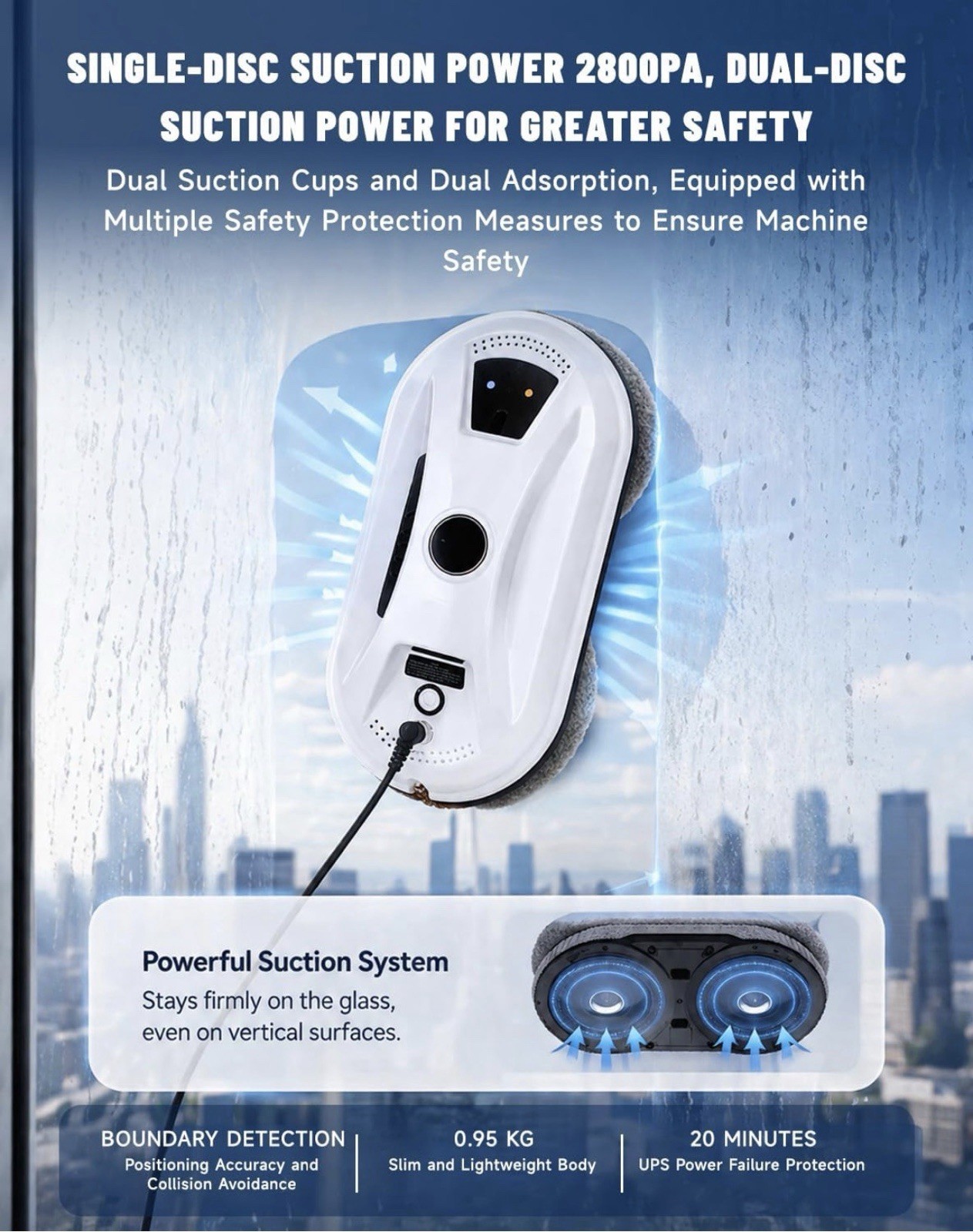 Automatic Window Cleaning Robot Smart Glass Cleaner with Remote Control