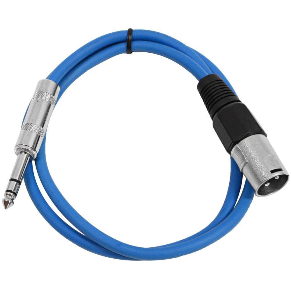 Blue 3ft XLR Male to TRS Patch Cable