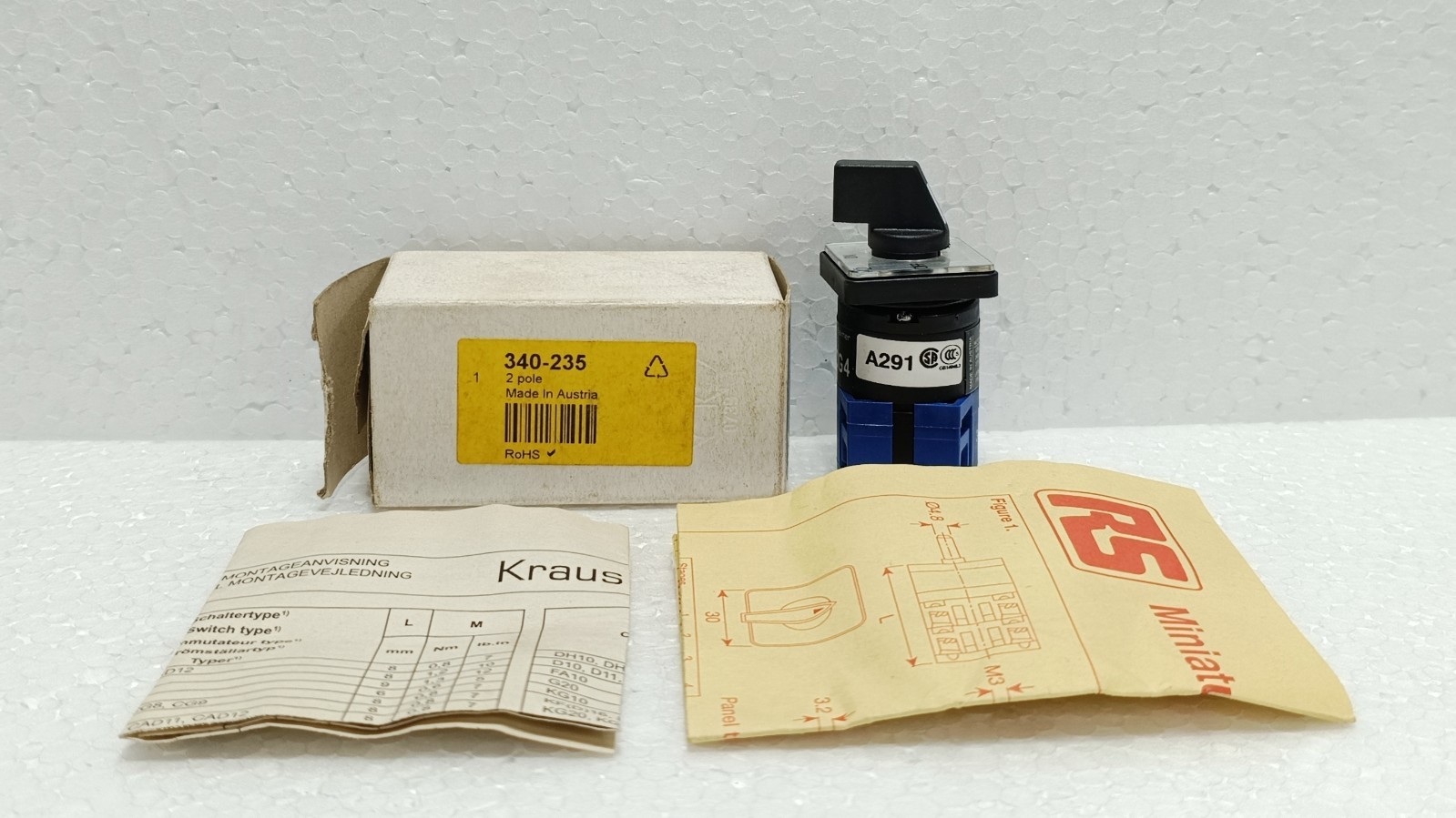 Kraus & Naimer CG4 A291 2 Pole On-Off Cam Switch 10A 440V Rotary Switch