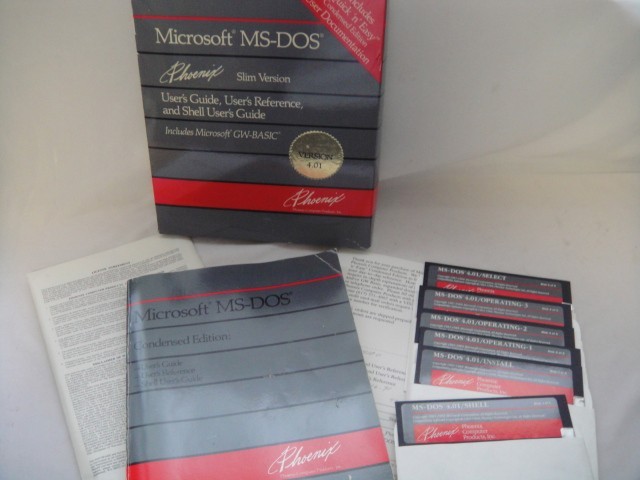 Vintage 1988 Phoenix Slim Microsoft MS-DOS V4.01 ~6 Discs +Users Guide +Orig Box
