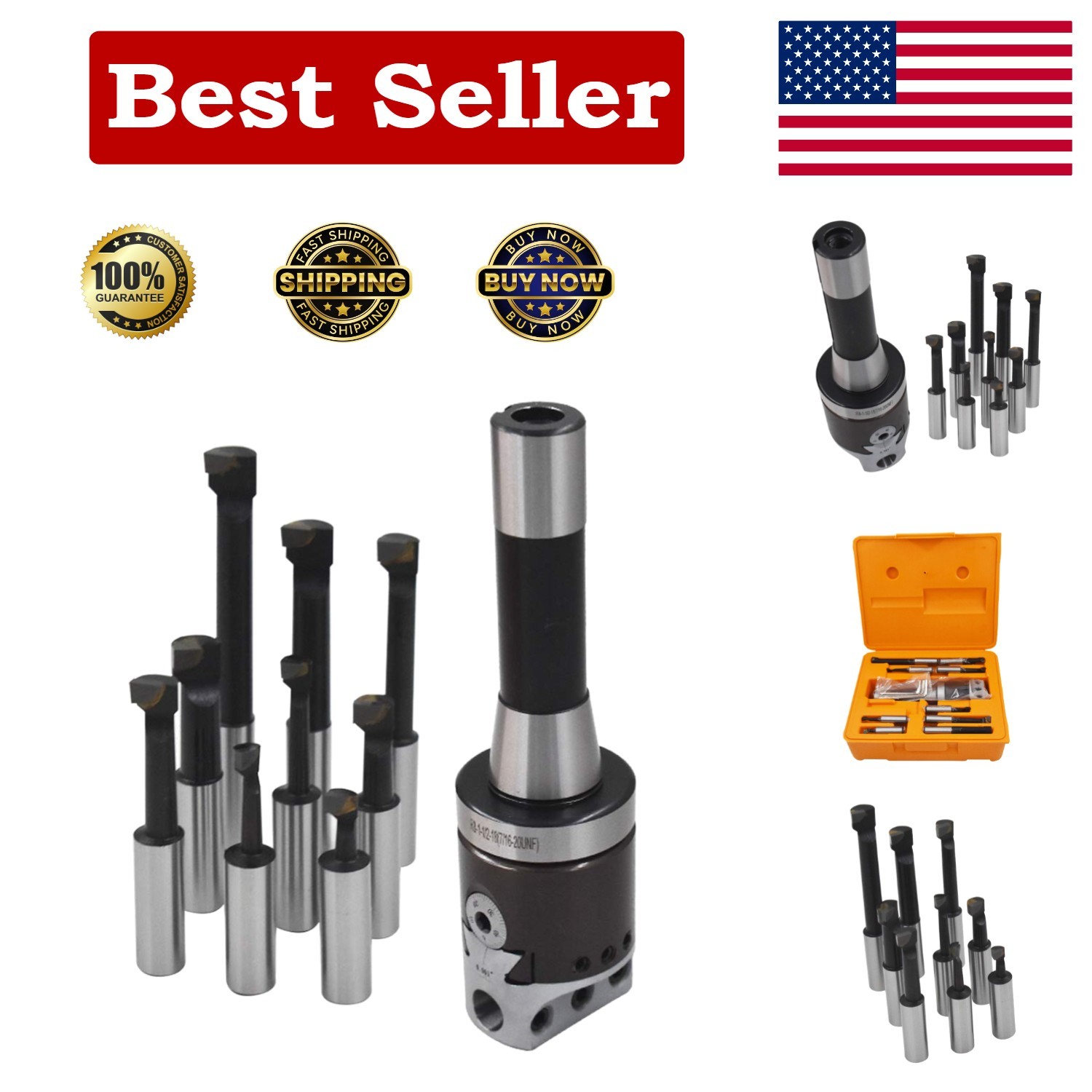 Efficient 2-Inch R8 Boring Head with 9 Carbide Bars - Ideal for Professionals