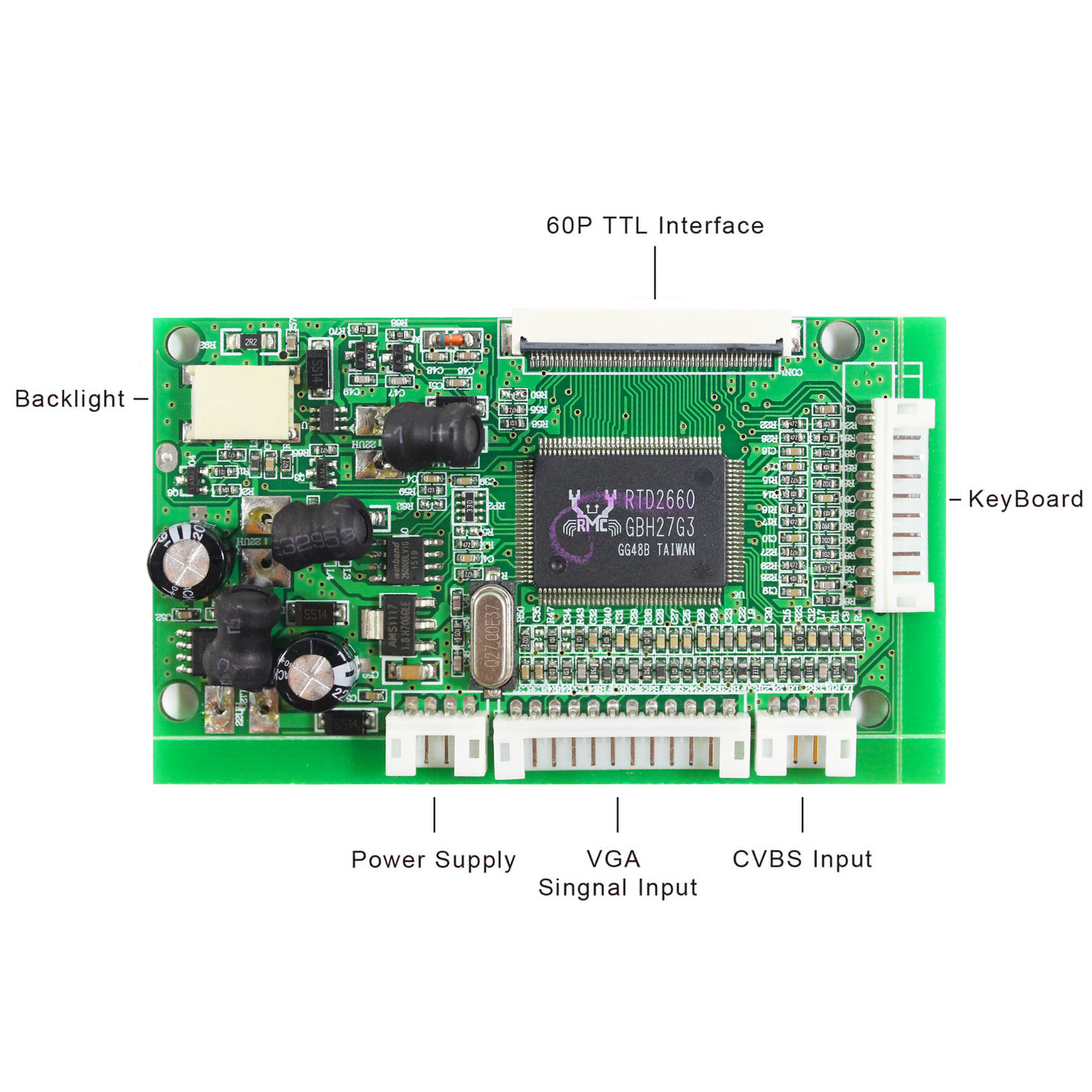 VGA CVBS LCD Controller Board 3.5 in VS035SD1 800X600 LCD Panel Replace PD035VX2