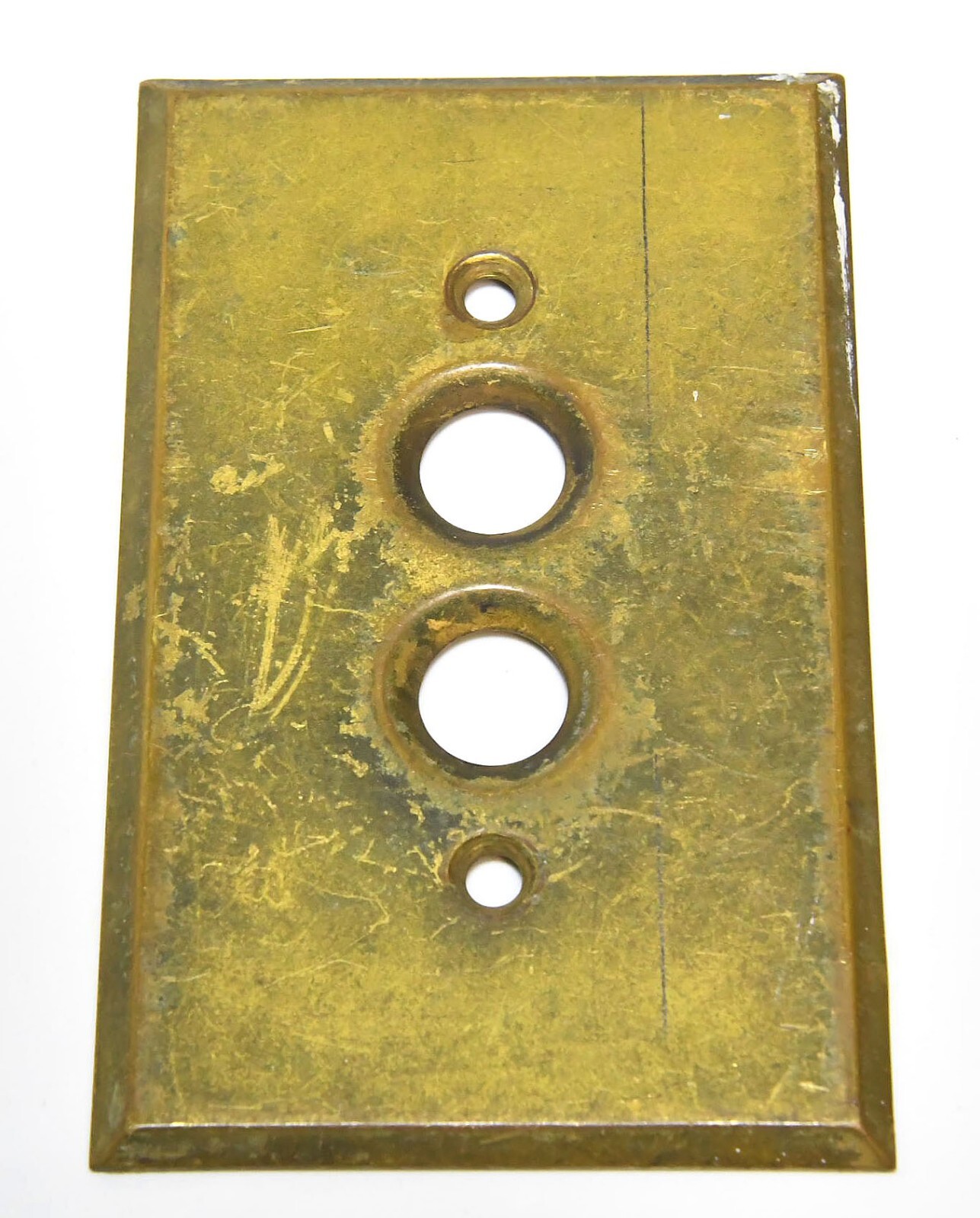 VINTAGE PUSH BUTTON BRASS COVER SWITCH PLATE    14